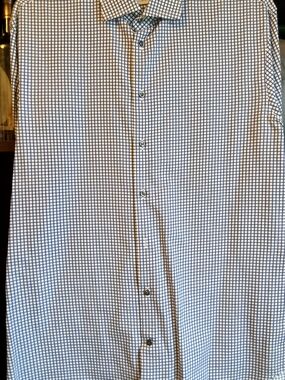 Armani Collezioni White Shirt with Navy Grid Check